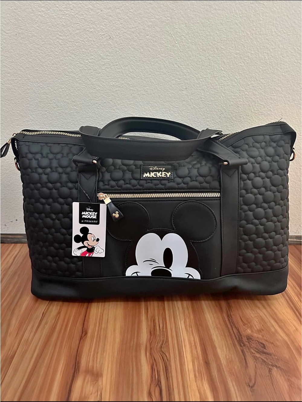 NWT Primark Disney Mickey Mouse Black Quilted Travel Weekender Bag